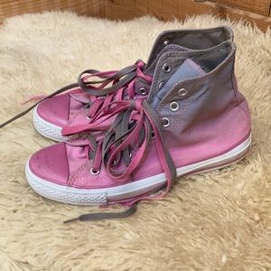 Hi-top Converse pink with grey size M 8/W 10